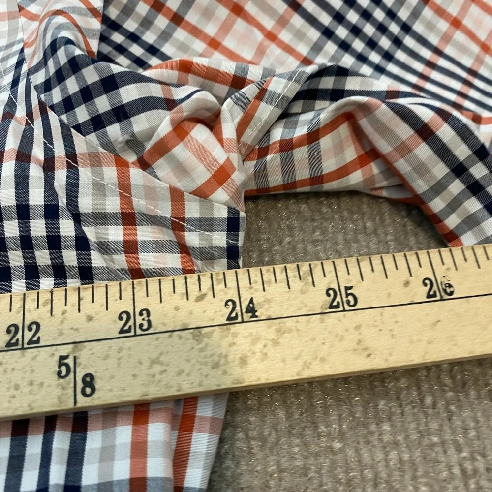 Banana Republic Shirt Mens XL Orange Blue Plaid Grant Slim Fit Non Iron